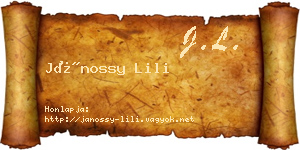 Jánossy Lili névjegykártya